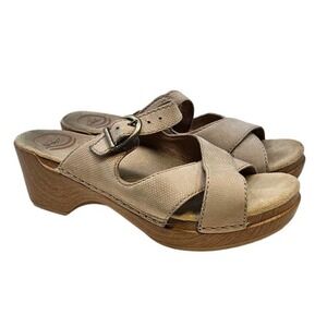 Dansko Sela 38 Tan Leather Slide Comfort Sandal Clog Professional Orthopedic